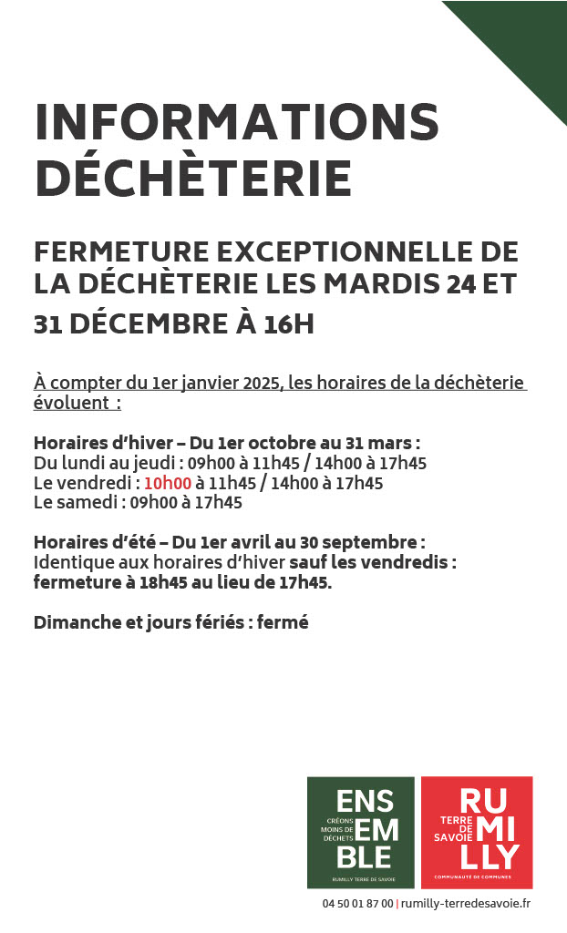 modification horaires déchèterie